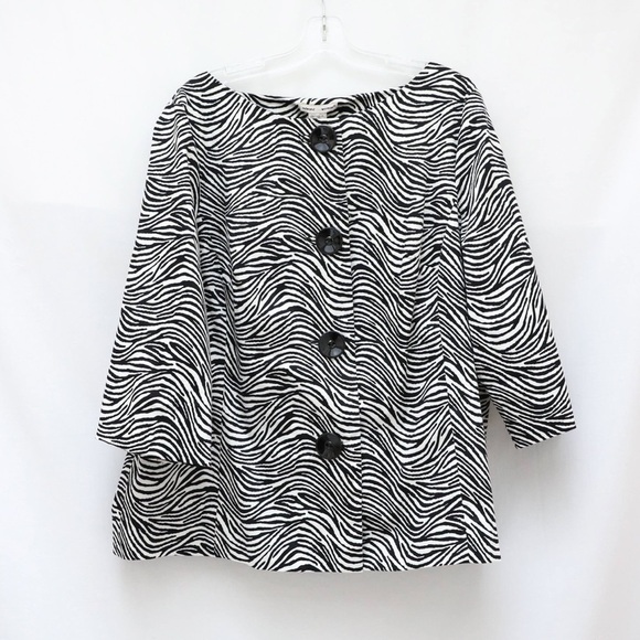Edward Woman Jackets & Blazers - Edward Woman jacket zebra animal print black white plus size 2X cotton trendy